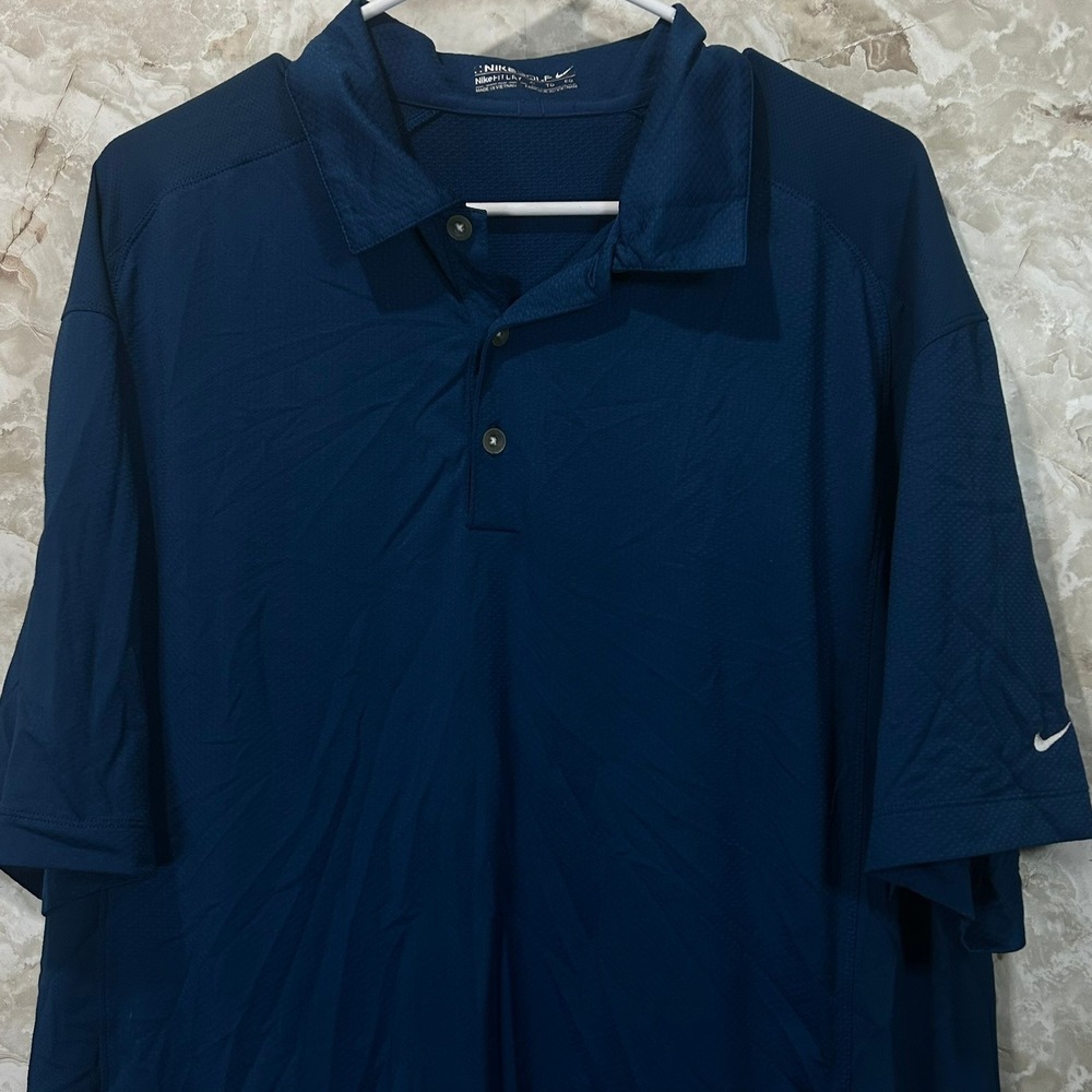 Nike Golf Dri-FIT LRY XL Polo Shirt Blue Short Sleeve Golfing Athletic